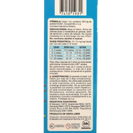 Acetaminofén MK 100mg/1ml, sabor fresa, frasco 30 ml